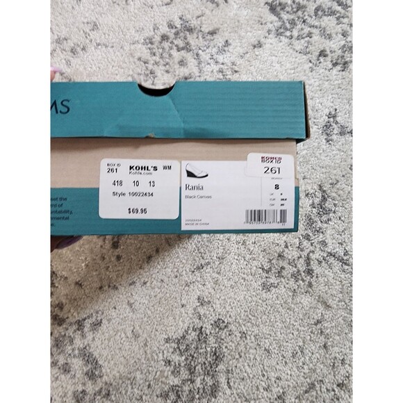 Toms Womens Rania Black Beige Peep Toe Slip-On Espadrille Sandals Size 8 w/ Tags - Picture 9 of 9